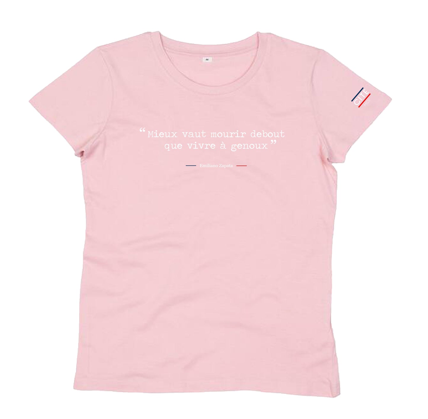 T-shirt rose femme en coton biologique | citations légendaires
