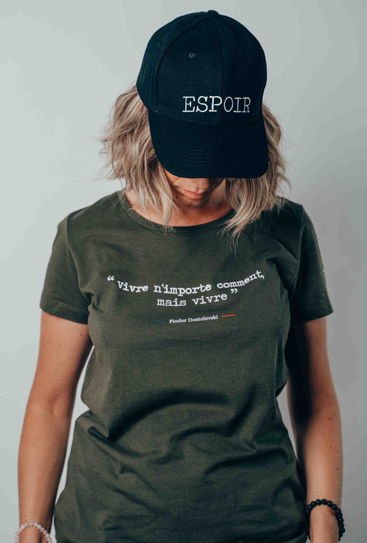 tshirt femme citation fiodor dostoïevski : "Vivre n'importe comment, mais vivre"