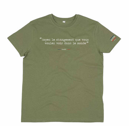 T-shirt homme vert olive à citation personnalisable